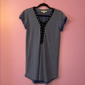 Blue Lace-Up Women's Dress